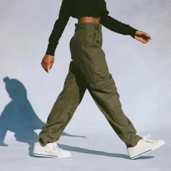 Agolde Mari Oversized Twill Utility Cargo Pants Caramel Brown Carpenter - Picture 7 of 7